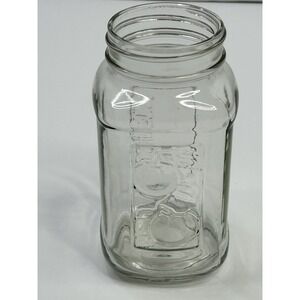 Vintage Embossed Tomatoes Design Square Clear Glass Mason Jar